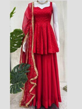 Beautiful Red Palazzo style Pant Indian outfit